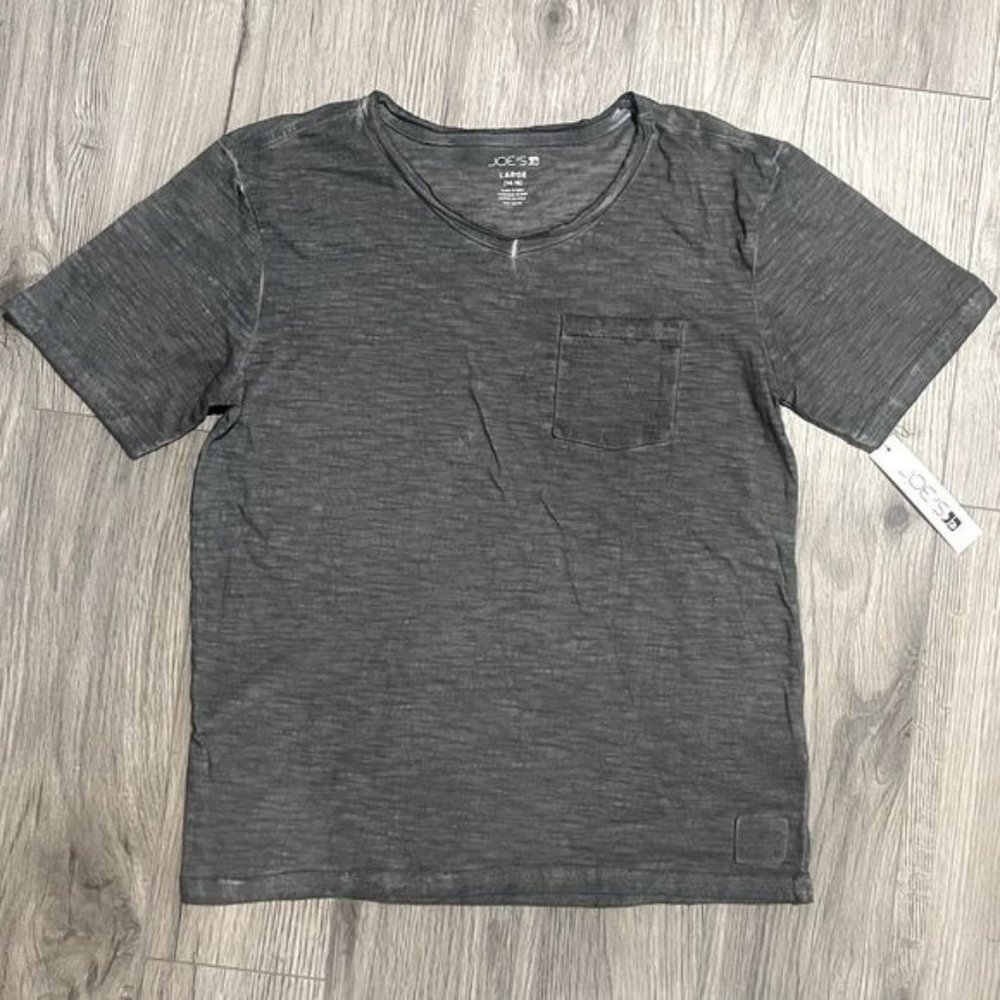Joes Short Sleeve Tee V-neck Boy Kid Gray Casual Washed Lounge Top Large 14 16